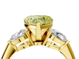 Yellow gold Three-Stone Fancy Yellow Heart  Diamond Ring with Pear Side Stones in Four-Prong Setting_50