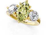 Yellow gold Three-Stone Fancy Yellow Marquise  Brilliant Cut Solitaire Ring with Prong Setting on a Classic Band 1