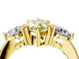 Yellow gold Three-Stone Fancy Yellow Marquise  Brilliant Cut Solitaire Ring with Prong Setting on a Classic Band 4