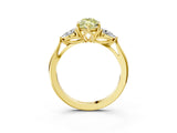 Yellow gold Three-Stone Fancy Yellow Marquise Cut Brilliant Diamond Solitaire Ring with Tapered Band and Four-Prong Setting_9