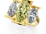 Yellow gold Three Stone Fancy Yellow Marquise Cut Cut Channel Set Diamond Ring_1