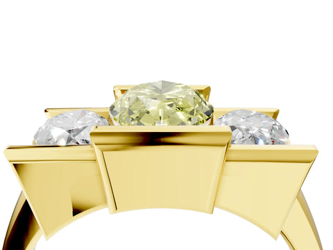 Yellow gold Three Stone Fancy Yellow Marquise Cut Cut Channel Set Diamond Ring_4