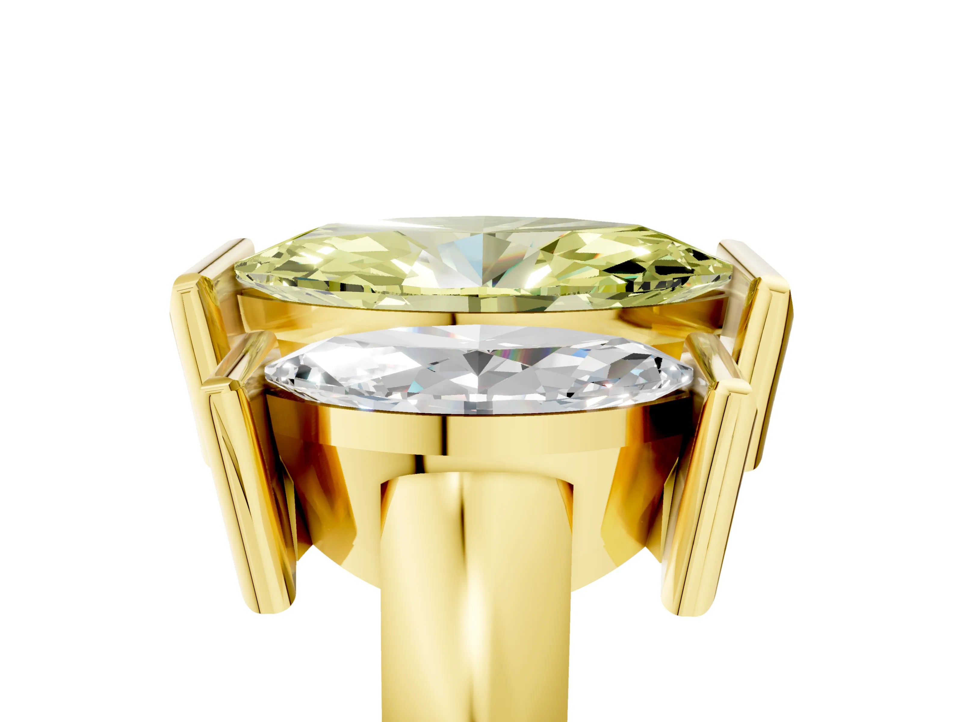 Yellow gold Three Stone Fancy Yellow Marquise Cut Cut Channel Set Diamond Ring_5