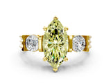 Yellow gold Three-Stone Fancy Yellow Marquise Cut Cut Classic Band Prong Setting Ring
