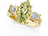 Yellow gold Three-Stone Fancy Yellow Marquise Cut Cut Classic Band Prong Setting Ring_1