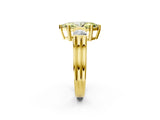 Yellow gold Three-Stone Fancy Yellow Marquise Cut Cut Classic Band Prong Setting Ring_2