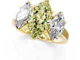 Yellow gold Three-Stone Fancy Yellow Marquise Cut Cut Diamond Engagement Ring with Flat Band and Four-Prong Setting_1