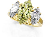 Yellow gold Three-Stone Fancy Yellow Marquise Cut Cut Diamond Engagement Ring with Flat Band and Four-Prong Setting_13