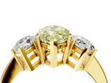 Yellow gold Three-Stone Fancy Yellow Marquise Cut Cut Diamond Engagement Ring with Flat Band and Four-Prong Setting_16