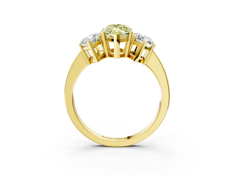 Yellow gold Three-Stone Fancy Yellow Marquise Cut Cut Diamond Engagement Ring with Flat Band and Four-Prong Setting_3