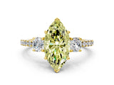 Yellow gold Three-Stone Fancy Yellow Marquise Cut Cut Diamond Pavé Band with Prong Setting_15