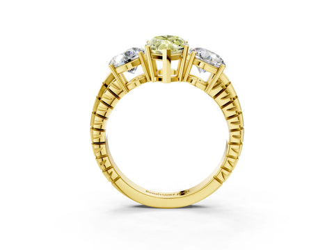 Yellow gold Three-Stone Fancy Yellow Marquise Cut Cut Diamond Ring with Channel-Set Band and Prong Setting_3