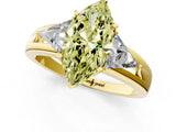 Yellow gold Three-Stone Fancy Yellow Marquise Cut Cut Diamond Ring with Trillion Side Stones on a Split Shank Band_1
