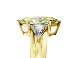Yellow gold Three-Stone Fancy Yellow Marquise Cut Cut Diamond Ring with Trillion Side Stones on a Split Shank Band_5