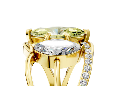Yellow gold Three-Stone Fancy Yellow Marquise Cut Cut Diamond Split Shank Prong Set Ring_5