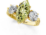 Yellow gold Three-Stone Fancy Yellow Marquise Cut Cut Milgrain Band Prong Setting Ring_1