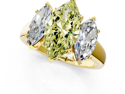 Yellow gold Three-Stone Fancy Yellow Marquise Cut Cut Solitaire Ring with Classic Prong Setting_1