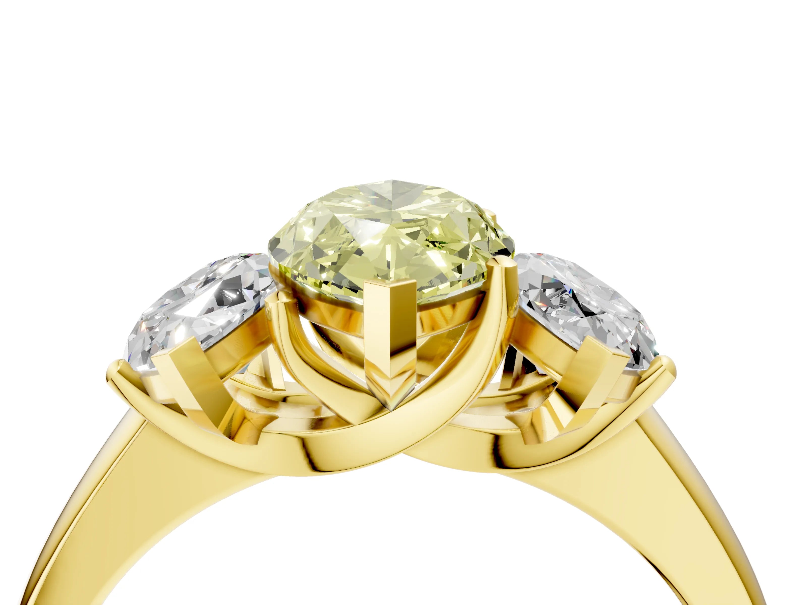 Yellow gold Three-Stone Fancy Yellow Marquise Cut Cut Solitaire Ring with Classic Prong Setting_4