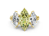 Yellow gold Three-Stone Fancy Yellow Marquise Cut Diamond Braided Band Ring with Four-Prong Setting_35