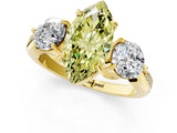 Yellow gold Three-Stone Fancy Yellow Marquise Cut Diamond Channel Set Engagement Ring with Prong Setting_1