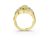 Yellow gold Three-Stone Fancy Yellow Marquise Cut Diamond Engagement Ring with Pave Band and Prong Setting_3
