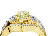 Yellow gold Three-Stone Fancy Yellow Marquise Cut Diamond Engagement Ring with Pave Band and Prong Setting_4