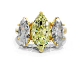 Yellow gold Three-Stone Fancy Yellow Marquise Cut Diamond Engagement Ring with Prong Setting_3