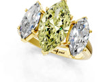 Yellow gold Three-Stone Fancy Yellow Marquise Cut Diamond Engagement Ring with Prong Setting_4