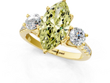 Yellow gold Three-Stone Fancy Yellow Marquise  Cut Diamond Pavé Band with Four-Prong Setting_1