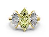 Yellow gold Three-Stone Fancy Yellow Marquise  Cut Diamond Ring with Channel-Set Band and Four-Prong Setting_17