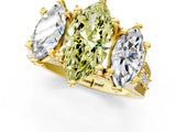 Yellow gold Three-Stone Fancy Yellow Marquise  Cut Diamond Ring with Channel-Set Band and Four-Prong Setting_34