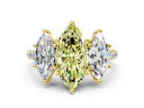 Yellow gold Three-Stone Fancy Yellow Marquise Cut Diamond Ring with Pavé Band and Prong Setting_50