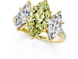 Yellow gold Three-Stone Fancy Yellow Marquise Cut Diamond Ring with Pavé Band and Prong Setting_51