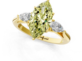 Yellow gold Three-Stone Fancy Yellow Marquise  Cut Diamond Ring with Pear Side Stones in Four-Prong Setting_1
