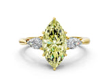 Yellow gold Three-Stone Fancy Yellow Marquise Cut Diamond Ring with Pear  Side Stones in Four-Prong Setting_36