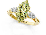 Yellow gold Three-Stone Fancy Yellow Marquise Cut Diamond Ring with Pear  Side Stones in Four-Prong Setting_37