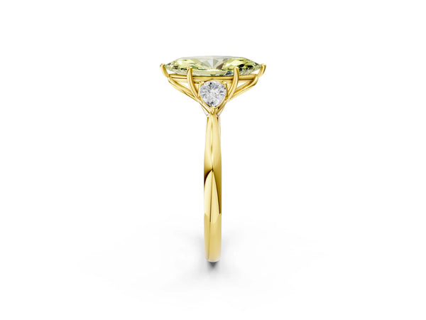 Yellow gold Three-Stone Fancy Yellow Marquise Cut Diamond Ring with Pear  Side Stones in Four-Prong Setting