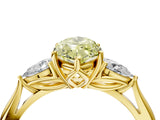 Yellow gold Three-Stone Fancy Yellow Marquise Cut Diamond Ring with Pear  Side Stones in Four-Prong Setting_40
