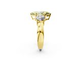 Yellow gold Three-Stone Fancy Yellow Marquise Cut Diamond Ring with Round Side Stones, Classic Band, and Four-Prong Setting_2