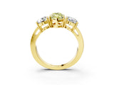 Yellow gold Three-Stone Fancy Yellow Marquise Cut Diamond Ring with Round Side Stones, Classic Band, and Four-Prong Setting_3