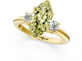 Yellow gold Three-Stone Fancy Yellow Marquise  Cut Diamond Solitaire with Prong Setting and Classic Band_1