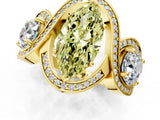 Yellow gold Three-Stone Fancy Yellow Marquise Cut Diamond Wave Pave Band with Prong Setting_1