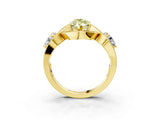 Yellow gold Three-Stone Fancy Yellow Marquise Cut Diamond Wave Pave Band with Prong Setting_3