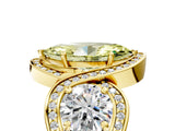 Yellow gold Three-Stone Fancy Yellow Marquise Cut Diamond Wave Pave Band with Prong Setting_5