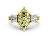 Yellow gold Three-Stone Fancy Yellow Marquise  Cut Solitaire Ring with Prong Setting_3