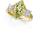 Yellow gold Three-Stone Fancy Yellow Marquise  Cut Solitaire Ring with Prong Setting_4