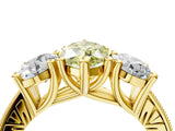 Yellow gold Three-Stone Fancy Yellow Marquise  Diamond Milgrain Pave Band with Prong Setting 4