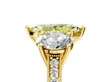 Yellow gold Three-Stone Fancy Yellow Marquise  Diamond Milgrain Pave Band with Prong Setting 5