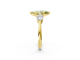 Yellow gold Three-Stone Fancy Yellow Marquise  Diamond Ring with Pear Side Stones in Four-Prong Setting_2