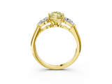Yellow gold Three-Stone Fancy Yellow Marquise  Diamond Ring with Pear Side Stones in Four-Prong Setting_3